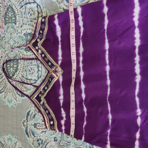 Tie Dye Beaded Express Purple Tank - Picture 5 of 6